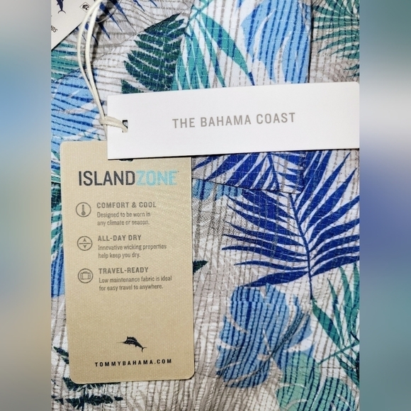 Tommy Bahama The Bahama Coast Fronds Away Island Zone Camp Shirt Pale Sky SZ M - Picture 7 of 16
